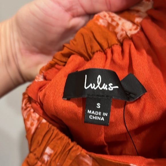 Lulu’s Striking Impression Orange Floral Print Tiered Midi Dress - Picture 8 of 8